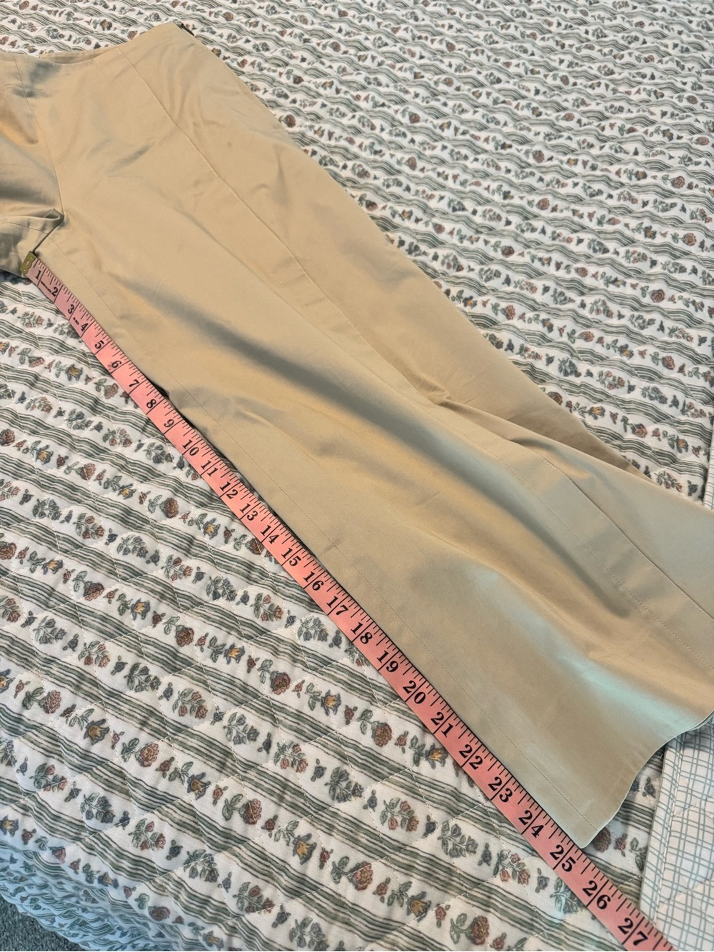 St. John Wide Leg Cotton Blend Khaki Pants Trousers Size 8 - Picture 10 of 13